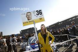 Grid girl of Maxime Martin (BEL) BMW Team RBM, BMW M4 DTM. 16.10.2016, DTM Round 9, Hockenheimring, Germany, Sunday, Race 2.