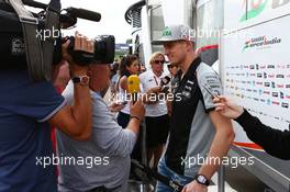 Nico Hulkenberg (GER) Sahara Force India F1 with the media. 01.07.2016. Formula 1 World Championship, Rd 9, Austrian Grand Prix, Spielberg, Austria, Practice Day.