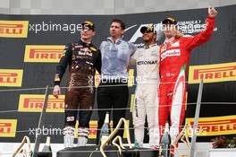 The podium (L to R): Max Verstappen (NLD) Red Bull Racing, second; James Vowles (GBR) Mercedes AMG F1 Chief Strategist; Lewis Hamilton (GBR) Mercedes AMG F1, race winner; Kimi Raikkonen (FIN) Ferrari, third. 03.07.2016. Formula 1 World Championship, Rd 9, Austrian Grand Prix, Spielberg, Austria, Race Day.