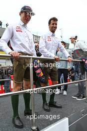(L to R): Max Verstappen (NLD) Red Bull Racing and Daniel Ricciardo (AUS) Red Bull Racing on the drivers parade. 03.07.2016. Formula 1 World Championship, Rd 9, Austrian Grand Prix, Spielberg, Austria, Race Day.