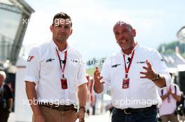 (L to R): Will Buxton (GBR) NBC Sports Network TV Presenter with Jason Swales (GBR) NBC Sports Network. 30.06.2016. Formula 1 World Championship, Rd 9, Austrian Grand Prix, Spielberg, Austria, Preparation Day.