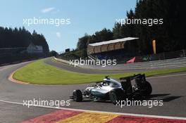 Nico Rosberg (GER) Mercedes AMG F1 W07 Hybrid with the Halo cockpit cover. 26.08.2016. Formula 1 World Championship, Rd 13, Belgian Grand Prix, Spa Francorchamps, Belgium, Practice Day.