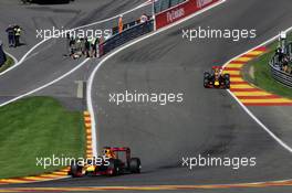 Daniel Ricciardo (AUS) Red Bull Racing RB12 leads team mate Max Verstappen (NLD) Red Bull Racing RB12. 26.08.2016. Formula 1 World Championship, Rd 13, Belgian Grand Prix, Spa Francorchamps, Belgium, Practice Day.