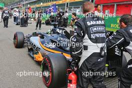 Nico Hulkenberg (GER) Sahara Force India F1 VJM09 on the grid. 28.08.2016. Formula 1 World Championship, Rd 13, Belgian Grand Prix, Spa Francorchamps, Belgium, Race Day.