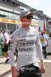 Nico Hulkenberg (GER) Sahara Force India F1 on the grid. 28.08.2016. Formula 1 World Championship, Rd 13, Belgian Grand Prix, Spa Francorchamps, Belgium, Race Day.