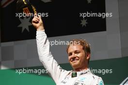 Race winner Nico Rosberg (GER) Mercedes AMG F1 celebrates on the podium. 28.08.2016. Formula 1 World Championship, Rd 13, Belgian Grand Prix, Spa Francorchamps, Belgium, Race Day.