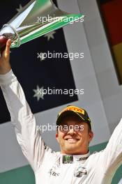 Race winner Nico Rosberg (GER) Mercedes AMG F1 celebrates on the podium. 28.08.2016. Formula 1 World Championship, Rd 13, Belgian Grand Prix, Spa Francorchamps, Belgium, Race Day.