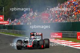 Romain Grosjean (FRA) Haas F1 Team VF-16 locks up under braking. 28.08.2016. Formula 1 World Championship, Rd 13, Belgian Grand Prix, Spa Francorchamps, Belgium, Race Day.