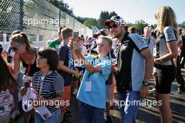 Sergio Perez (MEX) Sahara Force India F1 with fans. 25.08.2016. Formula 1 World Championship, Rd 13, Belgian Grand Prix, Spa Francorchamps, Belgium, Preparation Day.