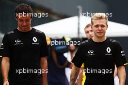 (L to R): Jolyon Palmer (GBR) Renault Sport F1 Team with team mate Kevin Magnussen (DEN) Renault Sport F1 Team. 11.11.2016. Formula 1 World Championship, Rd 20, Brazilian Grand Prix, Sao Paulo, Brazil, Practice Day.