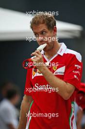 Sebastian Vettel (GER) Ferrari eats an ice lolly. 11.11.2016. Formula 1 World Championship, Rd 20, Brazilian Grand Prix, Sao Paulo, Brazil, Practice Day.