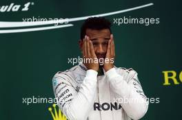 Race winner Lewis Hamilton (GBR) Mercedes AMG F1 celebrates on the podium. 13.11.2016. Formula 1 World Championship, Rd 20, Brazilian Grand Prix, Sao Paulo, Brazil, Race Day.