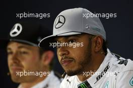 Lewis Hamilton (GBR) Mercedes AMG F1 and team mate Nico Rosberg (GER) Mercedes AMG F1 in the FIA Press Conference. 12.11.2016. Formula 1 World Championship, Rd 20, Brazilian Grand Prix, Sao Paulo, Brazil, Qualifying Day.
