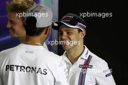 (L to R): Lewis Hamilton (GBR) Mercedes AMG F1 with Felipe Massa (BRA) Williams in the FIA Press Conference. 10.11.2016. Formula 1 World Championship, Rd 20, Brazilian Grand Prix, Sao Paulo, Brazil, Preparation Day.