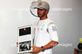 Lewis Hamilton (GBR) Mercedes AMG F1 presented with an award from F1 Racing. 10.11.2016. Formula 1 World Championship, Rd 20, Brazilian Grand Prix, Sao Paulo, Brazil, Preparation Day.