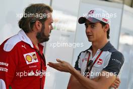 Esteban Gutierrez (MEX) Haas F1 Team with Gino Rosato (CDN) Ferrari. 10.11.2016. Formula 1 World Championship, Rd 20, Brazilian Grand Prix, Sao Paulo, Brazil, Preparation Day.