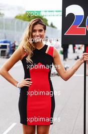 Grid girl. 12.06.2016. Formula 1 World Championship, Rd 7, Canadian Grand Prix, Montreal, Canada, Race Day.
