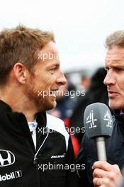 (L to R): Jenson Button (GBR) McLaren with David Coulthard (GBR) Red Bull Racing and Scuderia Toro Advisor / Channel 4 F1 Commentator on the grid. 12.06.2016. Formula 1 World Championship, Rd 7, Canadian Grand Prix, Montreal, Canada, Race Day.