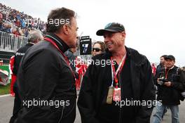 (L to R): Jean Alesi (FRA) with Guy Liberte (CDN) Cirque de Soleil on the grid. 12.06.2016. Formula 1 World Championship, Rd 7, Canadian Grand Prix, Montreal, Canada, Race Day.