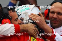Sebastian Vettel (GER) Ferrari celebrates his second position in parc ferme. 12.06.2016. Formula 1 World Championship, Rd 7, Canadian Grand Prix, Montreal, Canada, Race Day.