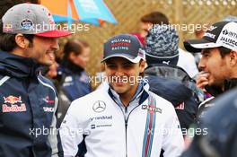 (L to R): Carlos Sainz Jr (ESP) Scuderia Toro Rosso with Felipe Massa (BRA) Williams and Sergio Perez (MEX) Sahara Force India F1. 12.06.2016. Formula 1 World Championship, Rd 7, Canadian Grand Prix, Montreal, Canada, Race Day.
