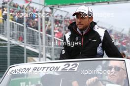 Jenson Button (GBR) McLaren on the drivers parade. 12.06.2016. Formula 1 World Championship, Rd 7, Canadian Grand Prix, Montreal, Canada, Race Day.