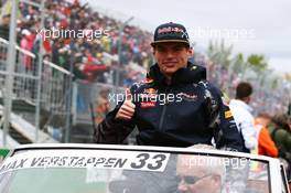 Max Verstappen (NLD) Red Bull Racing on the drivers parade. 12.06.2016. Formula 1 World Championship, Rd 7, Canadian Grand Prix, Montreal, Canada, Race Day.