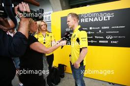 Kevin Magnussen (DEN) Renault Sport F1 Team with the media. 15.04.2016. Formula 1 World Championship, Rd 3, Chinese Grand Prix, Shanghai, China, Practice Day.