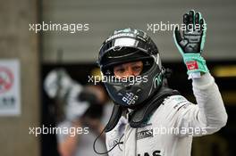 Nico Rosberg (GER) Mercedes AMG F1 celebrates his pole position in parc ferme. 16.04.2016. Formula 1 World Championship, Rd 3, Chinese Grand Prix, Shanghai, China, Qualifying Day.