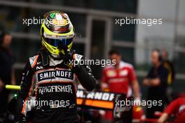 Sergio Perez (MEX) Sahara Force India F1 in parc ferme. 16.04.2016. Formula 1 World Championship, Rd 3, Chinese Grand Prix, Shanghai, China, Qualifying Day.