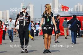 Nico Hulkenberg (GER) Sahara Force India F1 with Victoria Helyar (GBR) Sahara Force India F1 Team. 17.04.2016. Formula 1 World Championship, Rd 3, Chinese Grand Prix, Shanghai, China, Race Day.