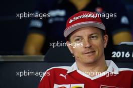 Kimi Raikkonen (FIN) Ferrari in the FIA Press Conference. 14.04.2016. Formula 1 World Championship, Rd 3, Chinese Grand Prix, Shanghai, China, Preparation Day.