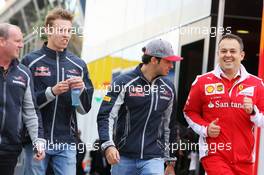 Daniil Kvyat (RUS) Scuderia Toro Rosso and Carlos Sainz Jr (ESP) Scuderia Toro Rosso. 13.05.2016. Formula 1 World Championship, Rd 5, Spanish Grand Prix, Barcelona, Spain, Practice Day.