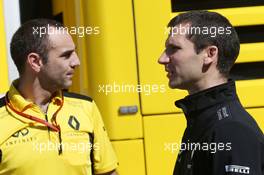 (L to R): Cyril Abiteboul (FRA) Renault Sport F1 Managing Director with Remi Taffin (FRA) Renault Sport F1 Engine Technical Director. 15.05.2016. Formula 1 World Championship, Rd 5, Spanish Grand Prix, Barcelona, Spain, Race Day.