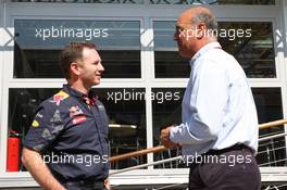 Christian Horner (GBR) Red Bull Racing Team Principal with Jaime Puig (ESP) SEAT Sport and FIA. 15.05.2016. Formula 1 World Championship, Rd 5, Spanish Grand Prix, Barcelona, Spain, Race Day.