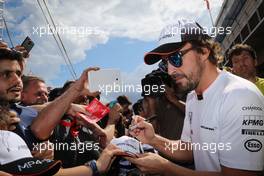Fernando Alonso (ESP) McLaren signs autographs for the fans. 12.05.2016. Formula 1 World Championship, Rd 5, Spanish Grand Prix, Barcelona, Spain, Preparation Day.