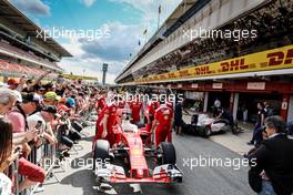 Ferrari SF16-H in the pits. 12.05.2016. Formula 1 World Championship, Rd 5, Spanish Grand Prix, Barcelona, Spain, Preparation Day.