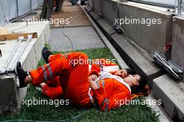 Marshals get some rest. 17.06.2016. Formula 1 World Championship, Rd 8, European Grand Prix, Baku Street Circuit, Azerbaijan, Practice Day.