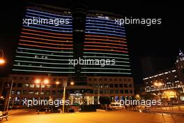 The Hilton hotel at night. 17.06.2016. Formula 1 World Championship, Rd 8, European Grand Prix, Baku Street Circuit, Azerbaijan, Practice Day.