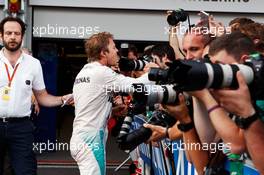 Race winner Nico Rosberg (GER) Mercedes AMG F1 celebrates in parc ferme. 19.06.2016. Formula 1 World Championship, Rd 8, European Grand Prix, Baku Street Circuit, Azerbaijan, Race Day.