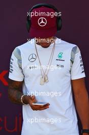 Lewis Hamilton (GBR) Mercedes AMG F1 on the drivers parade. 19.06.2016. Formula 1 World Championship, Rd 8, European Grand Prix, Baku Street Circuit, Azerbaijan, Race Day.