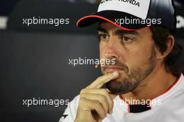 Fernando Alonso (ESP) McLaren in the FIA Press Conference. 16.06.2016. Formula 1 World Championship, Rd 8, European Grand Prix, Baku Street Circuit, Azerbaijan, Preparation Day.
