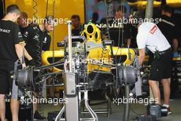 Renault Sport F1 Team RS16 prepared in the pit garages. 16.06.2016. Formula 1 World Championship, Rd 8, European Grand Prix, Baku Street Circuit, Azerbaijan, Preparation Day.