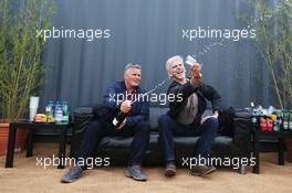 (L to R): Johnny Herbert (GBR) Sky Sports F1 Presenter with Damon Hill (GBR) Sky Sports Presenter at the Sahara Force India F1 Team Fan Zone at Woodlands Campsite. 09.07.2016. Formula 1 World Championship, Rd 10, British Grand Prix, Silverstone, England, Qualifying Day.
