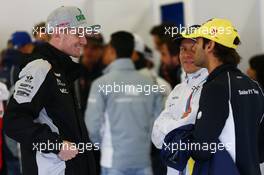 (L to R): Nico Hulkenberg (GER) Sahara Force India F1 with Valtteri Bottas (FIN) Williams and Felipe Nasr (BRA) Sauber F1 Team on the drivers parade. 10.07.2016. Formula 1 World Championship, Rd 10, British Grand Prix, Silverstone, England, Race Day.