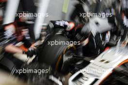 Sahara Force India F1 Team practices a pit stop. 10.07.2016. Formula 1 World Championship, Rd 10, British Grand Prix, Silverstone, England, Race Day.