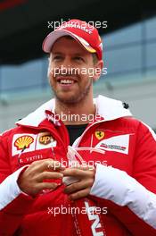 Sebastian Vettel (GER) Ferrari on the drivers parade. 10.07.2016. Formula 1 World Championship, Rd 10, British Grand Prix, Silverstone, England, Race Day.