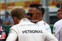 Nico Rosberg (GER) Mercedes AMG Petronas F1 W07 and Lewis Hamilton (GBR) Mercedes AMG F1 W07 . 31.07.2016. Formula 1 World Championship, Rd 12, German Grand Prix, Hockenheim, Germany, Race Day.