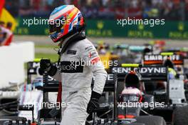 Fernando Alonso (ESP) McLaren in parc ferme. 31.07.2016. Formula 1 World Championship, Rd 12, German Grand Prix, Hockenheim, Germany, Race Day.
