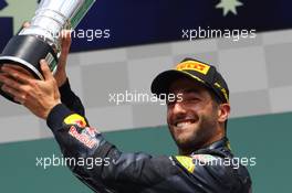 Daniel Ricciardo (AUS) Red Bull Racing celebrates his second position on the podium. 31.07.2016. Formula 1 World Championship, Rd 12, German Grand Prix, Hockenheim, Germany, Race Day.